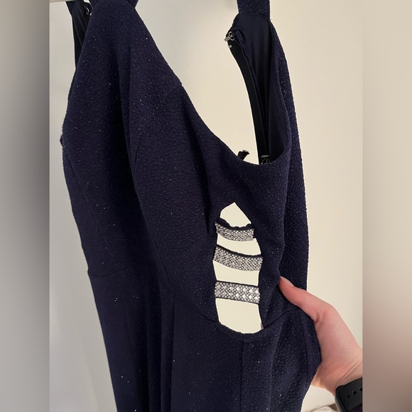 Navy sparkly halter prom dress - Picture 10 of 16